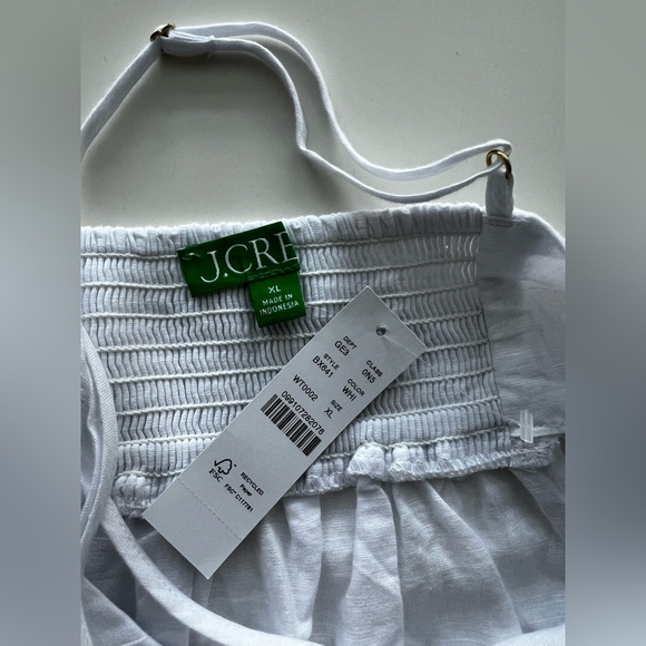 J Crew Cross Back Beach maxi Dress White Linen Blend lagenlook wedding XL - Picture 4 of 8